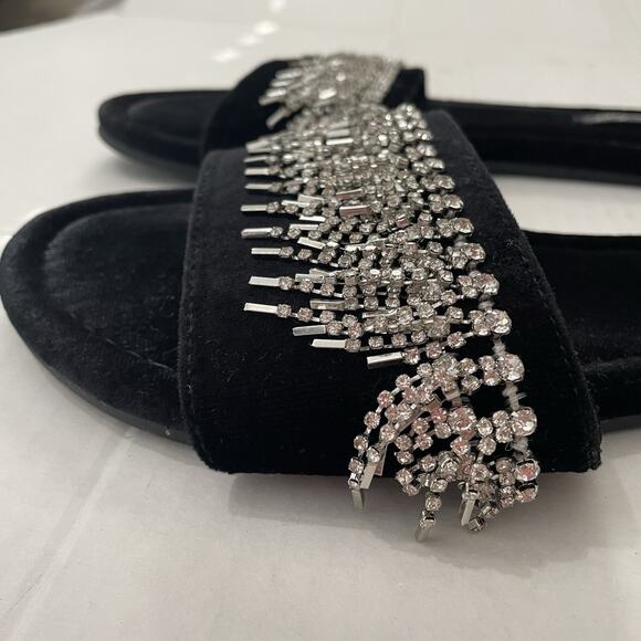 Victorias Secret Bling Velvet Slides Slippers Flip Flips Rhinestone Med fits 8-9 - Picture 2 of 10